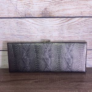 Silver Gray No Brand Croc Clutch W/ Chain